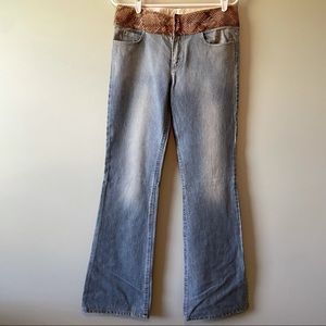 Vintage Alice + Olivia flare jeans snakeskin waistband size 8